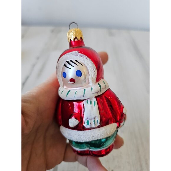 antique Eskimo Santa glass ornament West Germany Xmas tree set - Picture 7 of 12